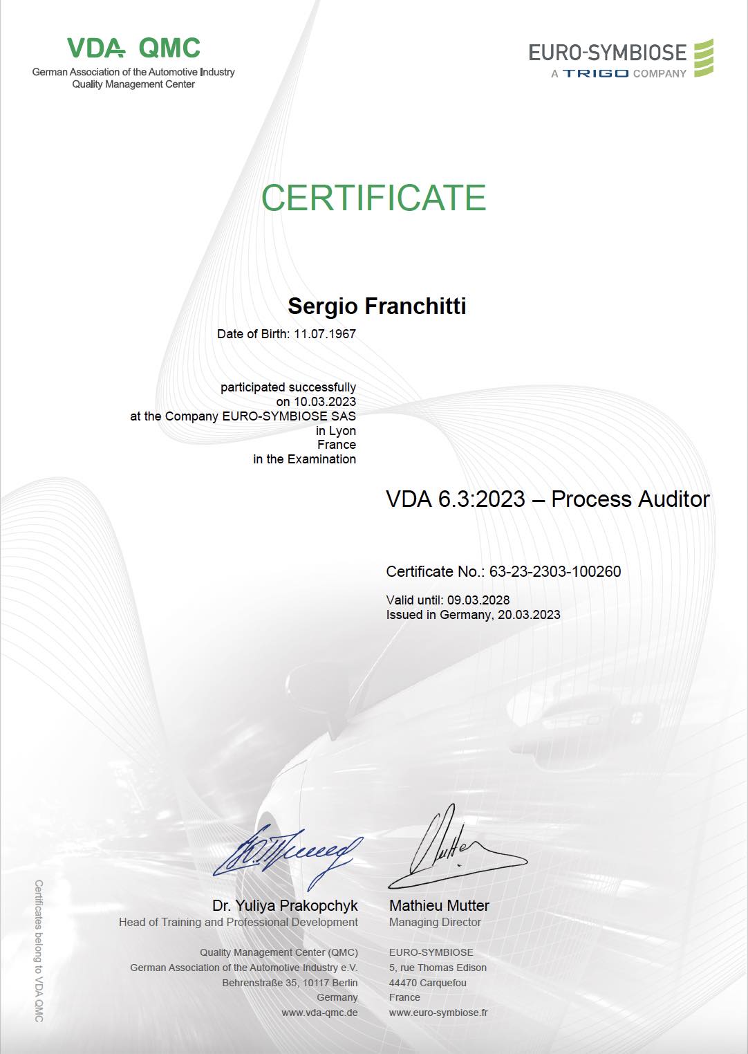Auditeur process VDA 6.3 : 2023 - Qapeo Conseils